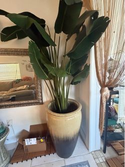 Large Artificial Bird of Paradise Plant with Ceramic Planter - 2 available