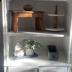 Large White Wood Display Cabinet / Bookcase 