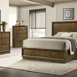 BEDROOM SET QUEEN WALNUT 4PC
