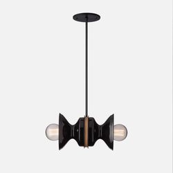 Schoolhouse Regent Pendent - Black, Oak, and Ceramic