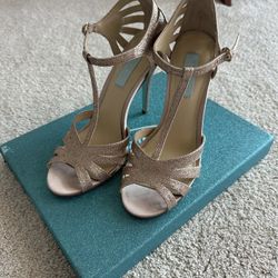 Betsey Johnson Champagne Glitter Heels