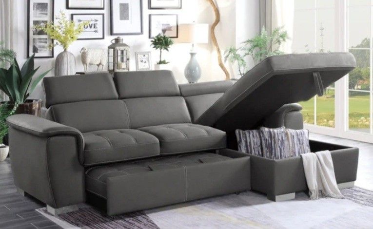 Ferriday Gray Storage Sleeper Sectional,seccional,couch/ Delivery Available 