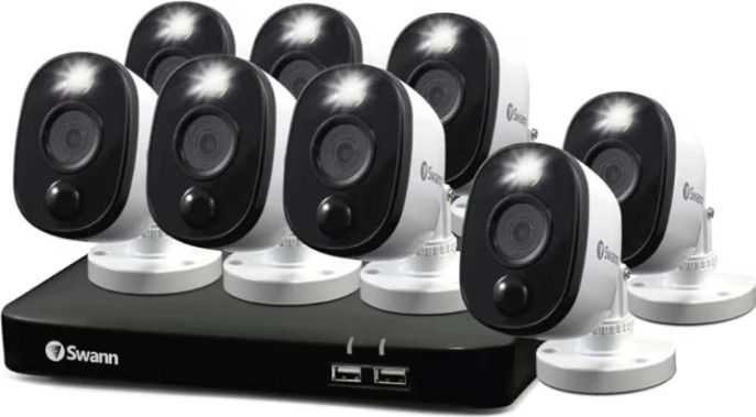 Swann Home/Business Wired DVR, 1080p Full HD Security Camera System, 8 Channels, 8 Cameras Indoor/Outdoor, 1TB HDD Storage, Color Night Vision, Sensor