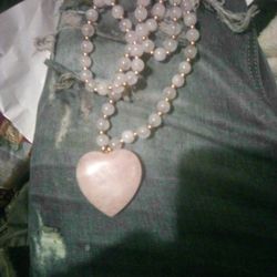 Rose Quartz Heart Necklace 