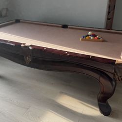 Pool Table Real Wood & Leather Accents