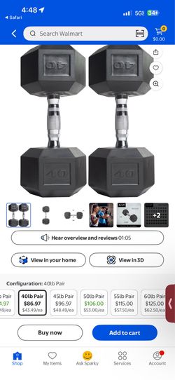 40lb cap dumbbells gym workout weights