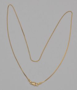 14K Yellow Gold Box Chain Necklace 18" 0.9mm Lobster Clasp