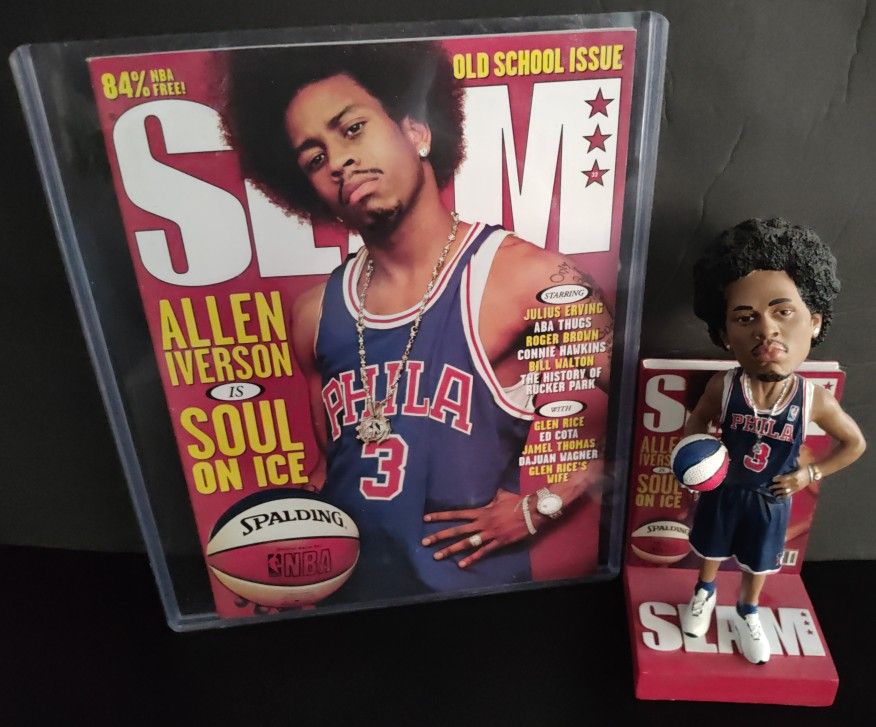 Allen Iverson Old School Philly FOCO Slam Cover Bobblehead #/504 + Magazine #32
