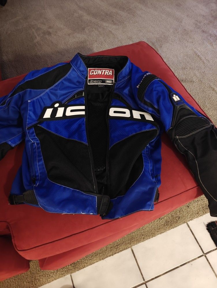 Blue /Black Icon motorcycle Padded Jacket