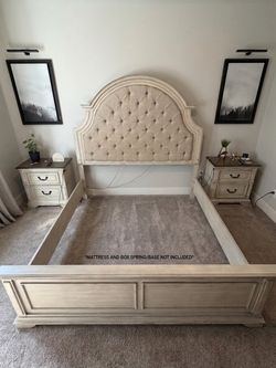 King bed frame & matching night stands & dresser