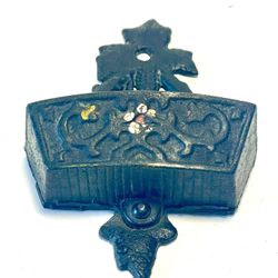 Antique Cast Iron Wall Match Holder Sconce Style Numbered Twig/Leaf Pinecone