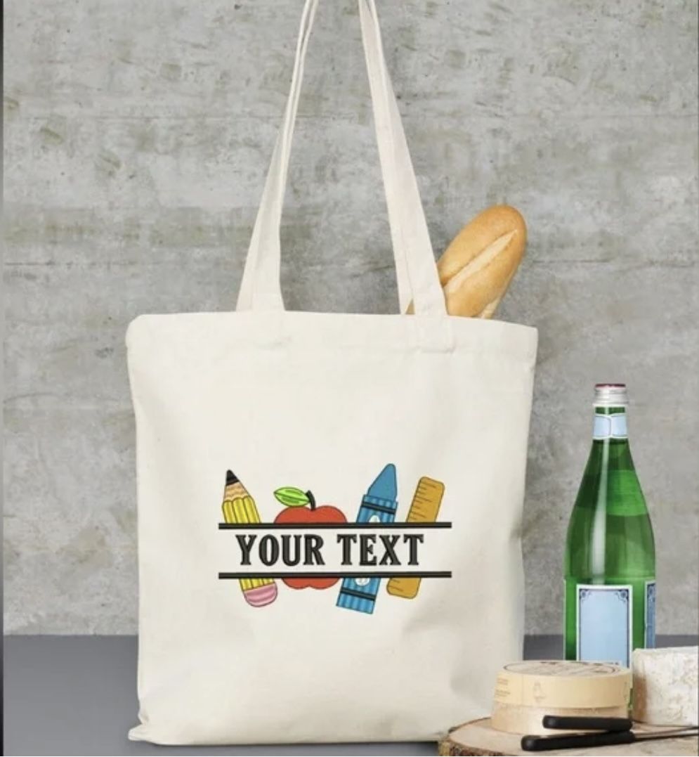 Personalized Teacher embroidered canvas Tote Bag
