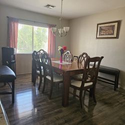 Heavy Wooden Table With 6 Chairs
