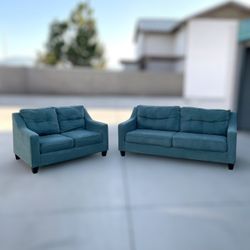 Ashley Furniture Shayla Teal Sofa Couch Set - 🚚 DELIVERY AVAILABLE
