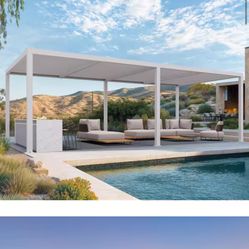 PURPLE LEAF 12 ft. x 24 ft. White Aluminum Frame Outdoor Hardtop Louvered Pergola with Adjustable Sunshade Roofs and In-Built Gutter