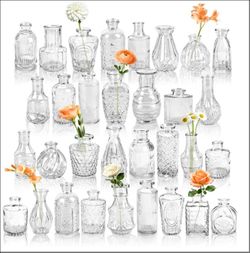 Clear glass bud vases (32 pack)