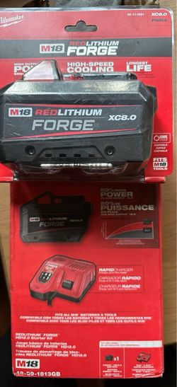 Milwaukee M18 18-Volt Lithium-Ion REDLITHIUM FORGE Starte r Kit w/ 8. 0Ah & 12. 0Ah Battery and Rapid Charger