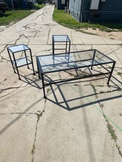 3 piece glass table set
