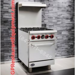 NIB Restaurant 4 Burner Range Stove With Oven Commercial NG Or LP