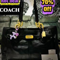 Vintage Coach Soho Shoulder Bag Black Leather 