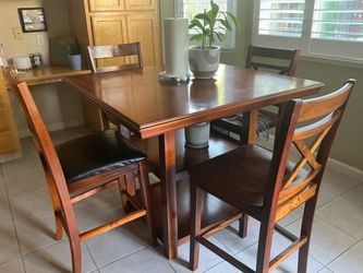 Wood table and for counter high chairs