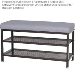 Entryway Storage Bench with Shoe Rack Shelves