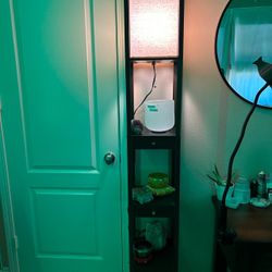 brown lamp with shelves 