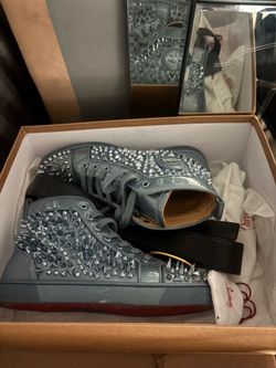Louboutin spike high top patent leather