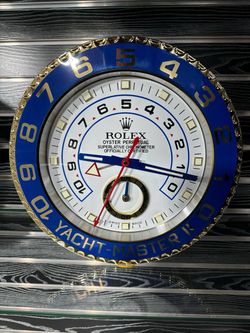 YACHT-MASTER II Yellow Gold Wall Clock | Blue Bezel Insert | White Dial
