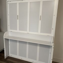 White multifunctional queen Murphy bed 