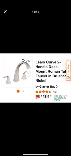 Leary Curve 2-Handle Deck-Mount Roman Tub Faucet in Brushed Nickel