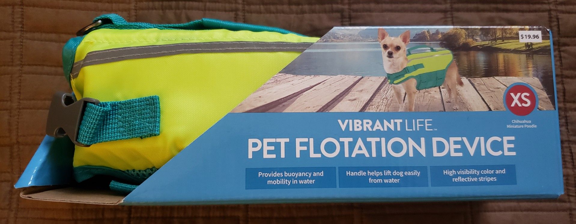 Vibrant Life Pet Floatation Device XS Small Dog, Cat Life Jacket High Visibility