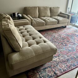 Comfortable Beige Couch & Loveseat Set - Good Condition