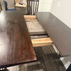 Dark Wood Counter Height Dining Table Set with 4 Chairs”