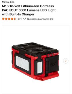 M18 18-Volt Lithium-Ion Cordless PACKOUT 3000 Lumens LED Light with Built-In Charger