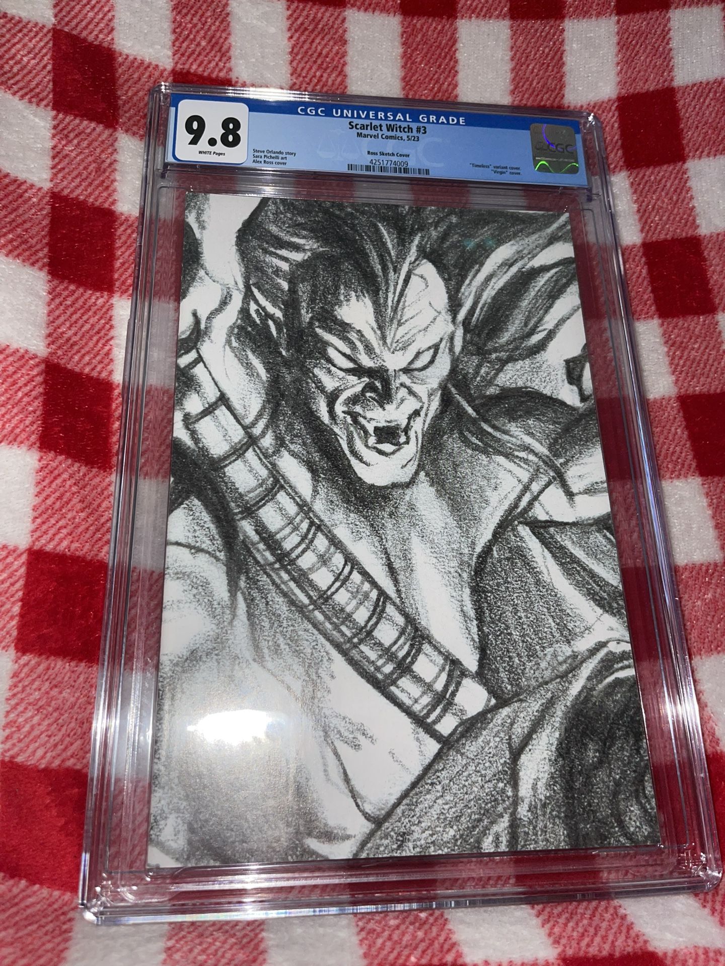 SCARLET WITCH #3 CGC 9.8 2023 ROSS TIMELESS Mephisto Virgin Sketch 1:100 Variant. Variant cover by Alex Ross