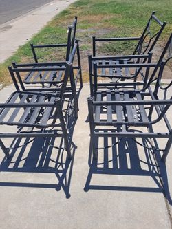 Set of 4 Black Metal Patio Chairs