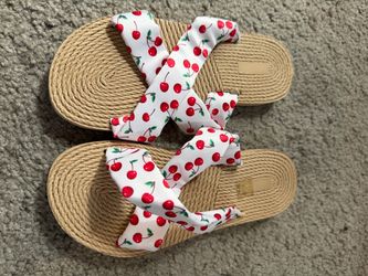 Cherry Print Espadrille Slide Sandals Size 40(US Women 8)