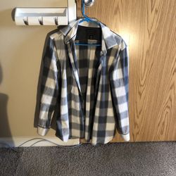 Banana Republic Gray/White Checkered Button Up Shirt