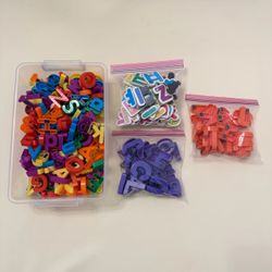 Magnetic Alphabet letters and numbers with storage bin
