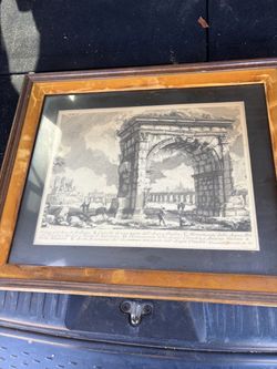 Piranesi Roman Ruins Engraving Print Framed