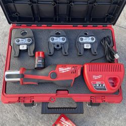 Milwaukee M12 12-Volt Lithium-Ion Force Logic Cordless ProPress Pro Press Tool Kit 3x Jaws w/ 1x 1.5 Ah Battery Charger & Packout  $1399 