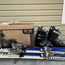 Ski Package, Salomon Women Skis And Boots, Rossignal Binders, Poles Great Condition Like New 