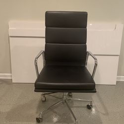 Desk Chair Black Faux Leather Herman Miller Style