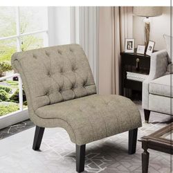 🔥Clearance promotion🔥  Yongqiang Accent Chair for Bedroom Living Room Modern Button Tufted Upholstered Armless Corner Chair with Wood Legs $ 50 