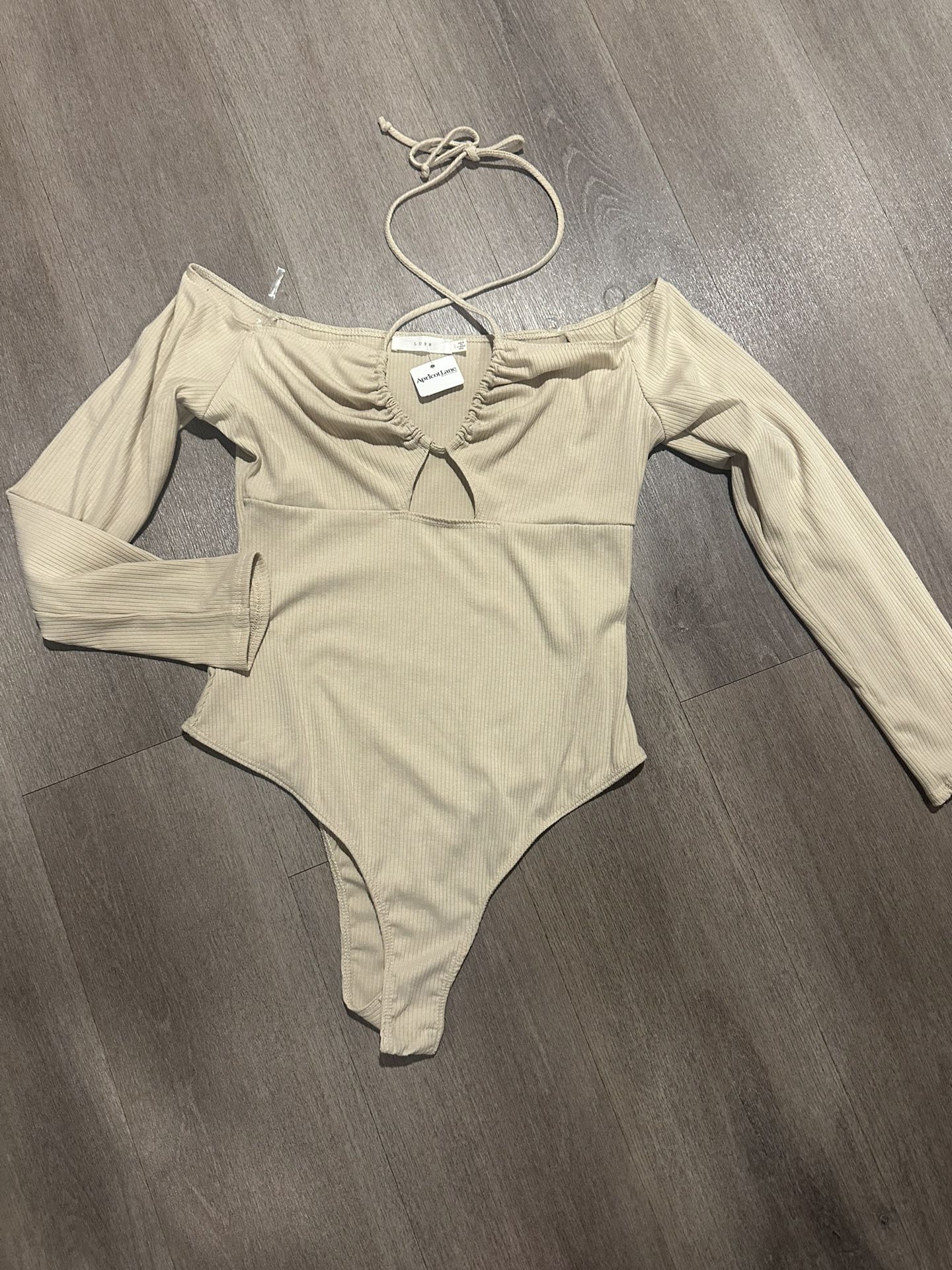 Lush Tan Off-Shoulder crisscross Bodysuit