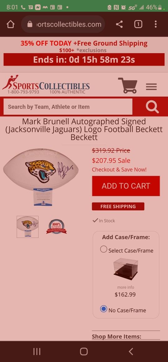 Jacksonville JAUGARS SIGNED MARK BRUNELL