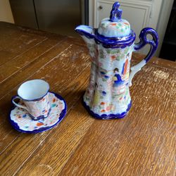 Vintage Japanese Chocolate Pot And Cup