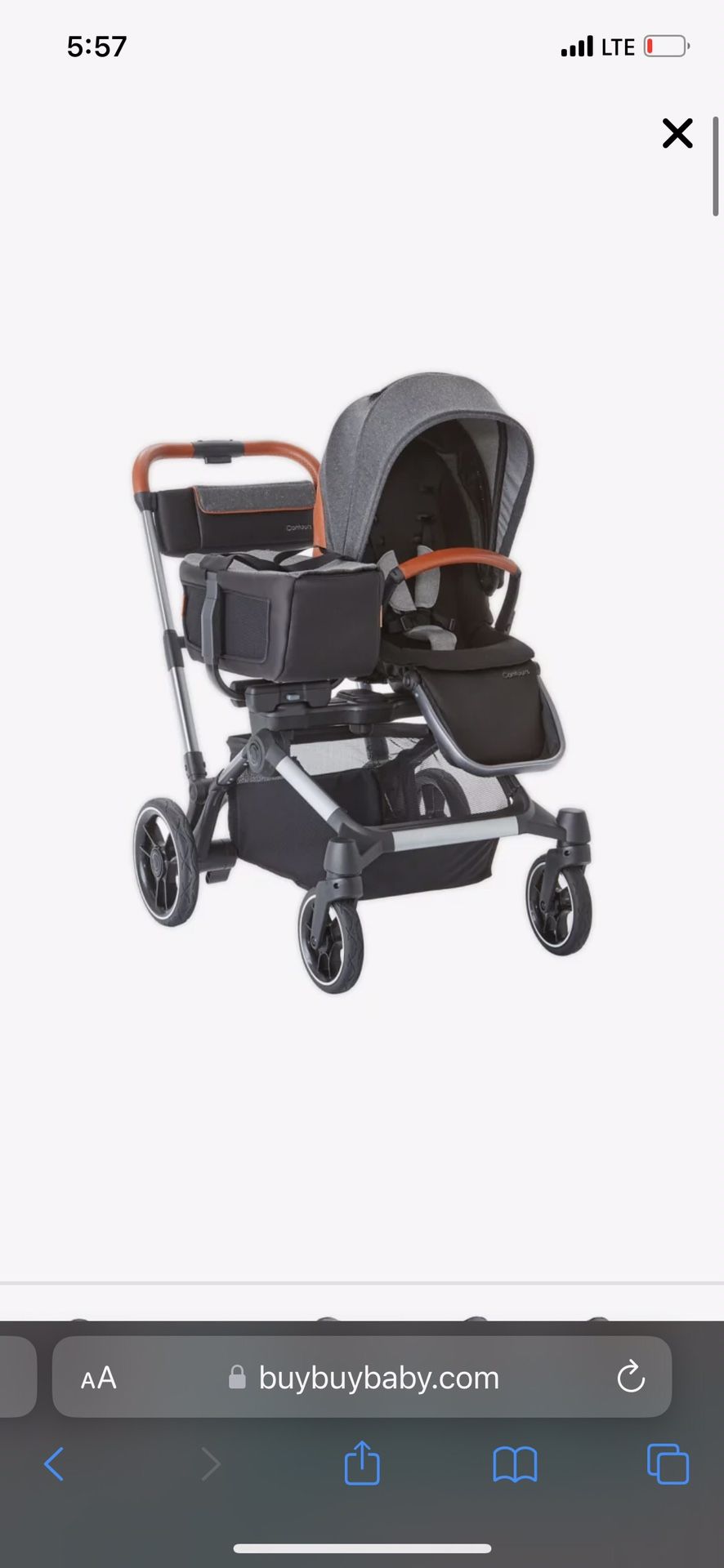 Contours element convertible stroller- side by side single to double stroller