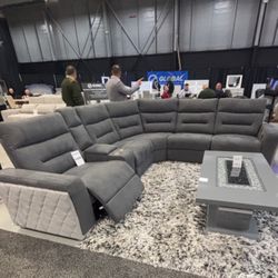 Power Reclining Sectional Available For Fast Delivery 